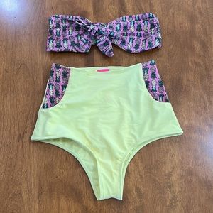 Lolli pineapple high waisted bandeau bikini